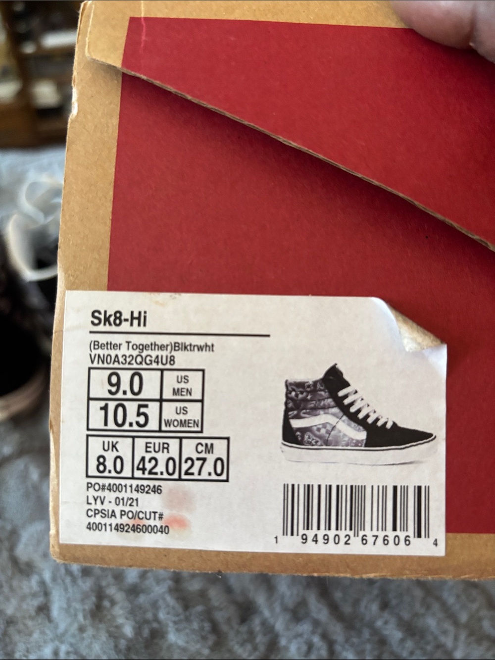 Vans Black and White High-Top Skate Sneakers - Picture 9 of 10